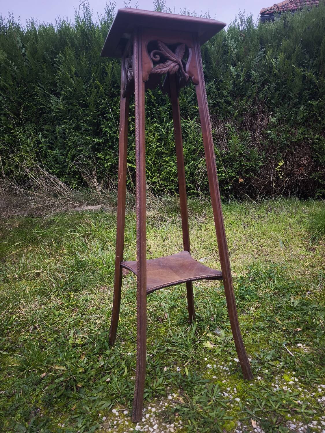 Wood and marble stool
