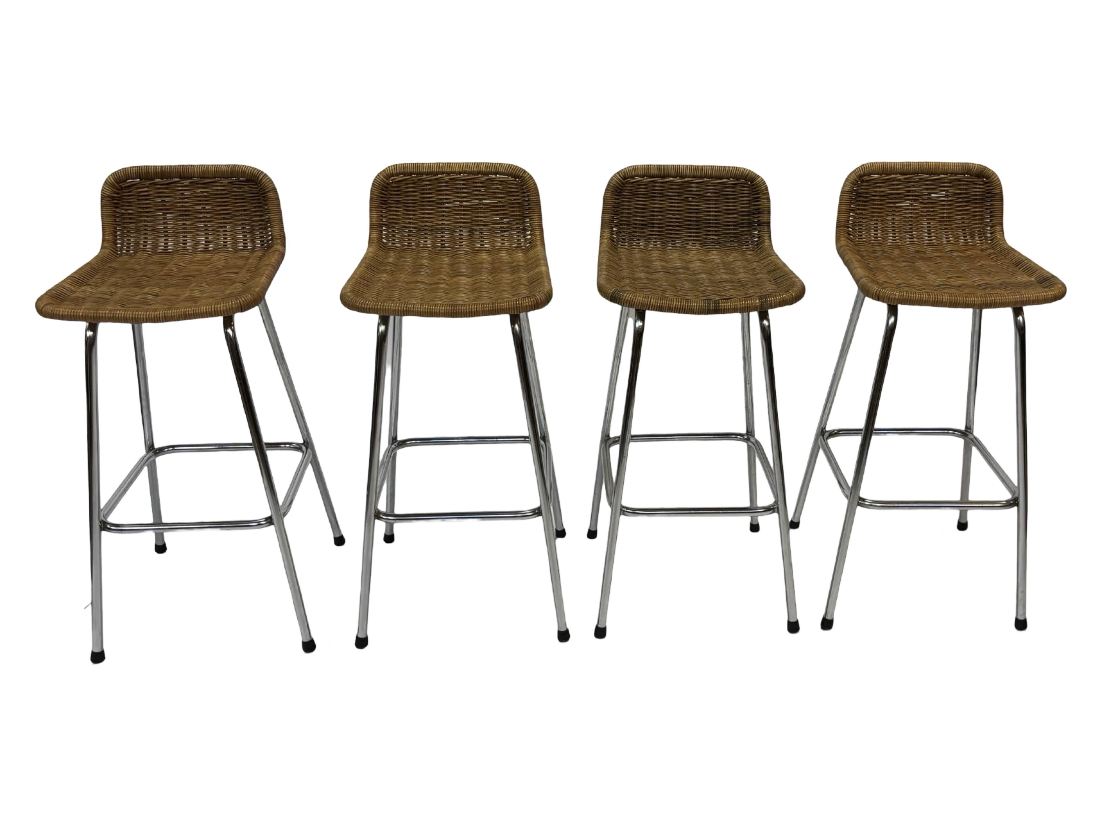 Set of 4 vintage bar stools Dirk van Sliedregt Rohe Noordwolde 1960's