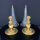 Paire de vases cornets en cristal taillé et bronze doré, de style Empi