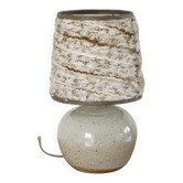 Lampe à poser en grès et abat-jour en laine tissée, beige, 1970