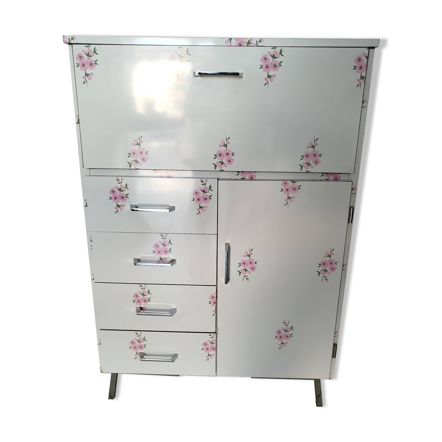 Dressing table / bathroom furniture floral decor 70s