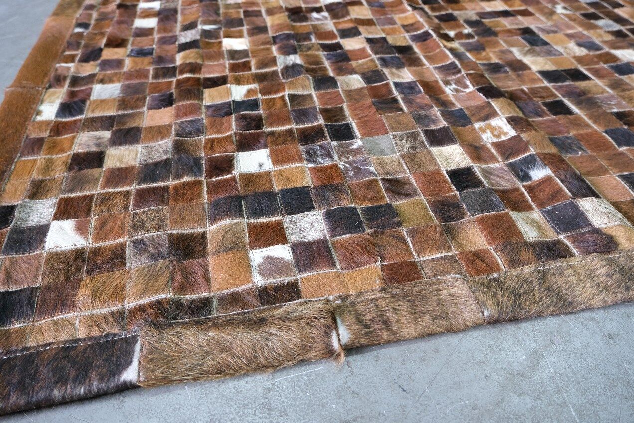 Tapis en cuir de vache vintage en patchwork, années 1970