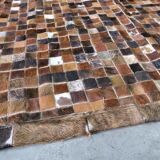 Vintage patchwork cow leather rug, 1970s