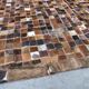 Tapis en cuir de vache vintage en patchwork, années 1970