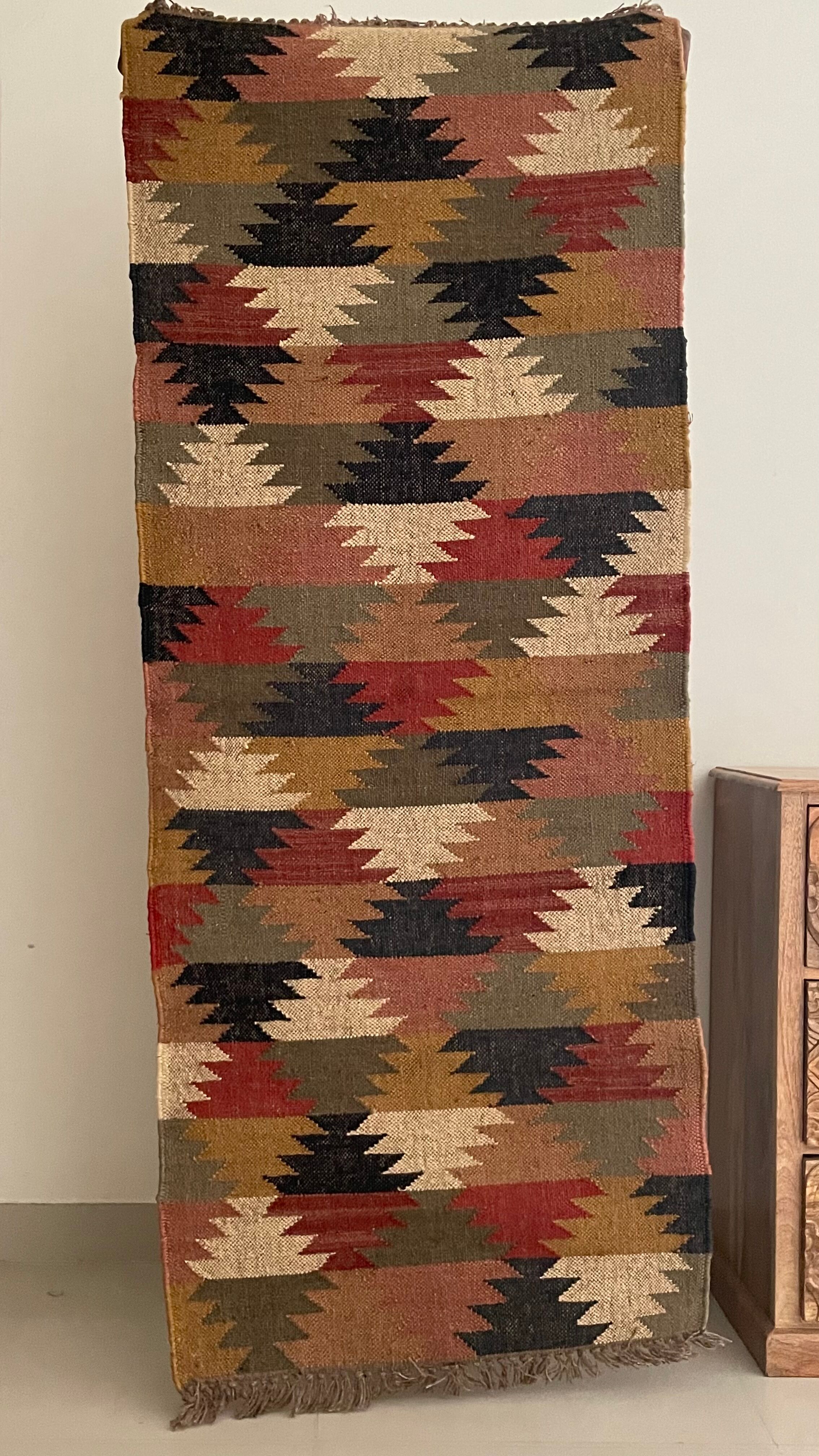 Hand woven jute and cotton floor runner 75x180 cm