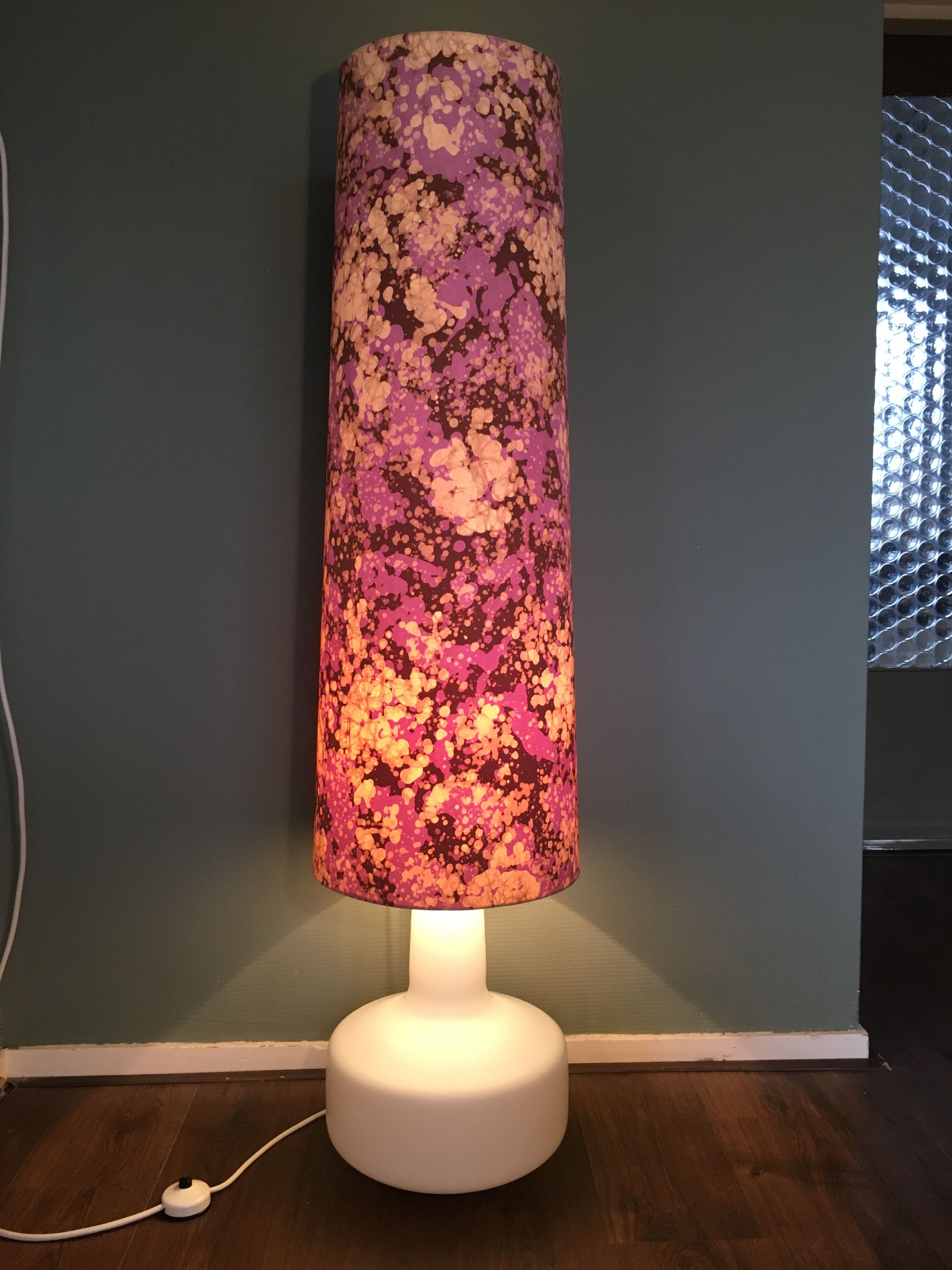 Mid-Century Pink & White Glass Floor Lamp