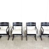 Vintage black wooden dining chairs, 1970s