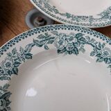 Ensemble de 9 anciennes assiettes plates modèle Guadeloupe Saint Amand