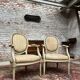 Pair of Armchairs with Back Medallion Lacquered Wood Louis XVI Style XIX Century