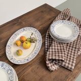 Walnut and pine drapery farmhouse table