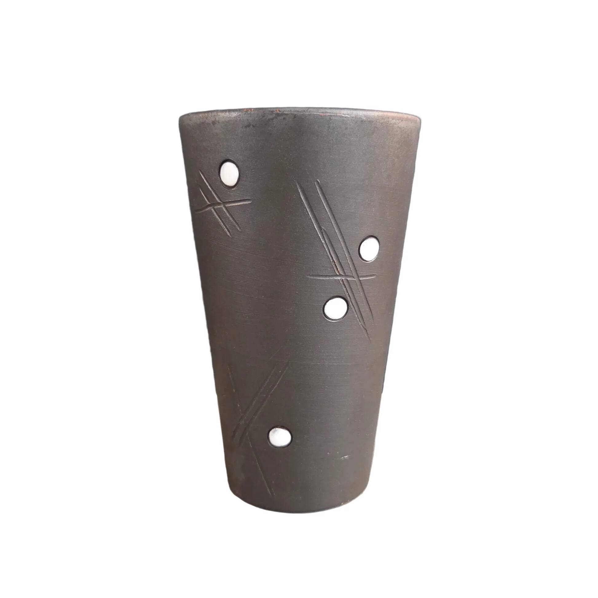 Matte brown handmade ceramic cup