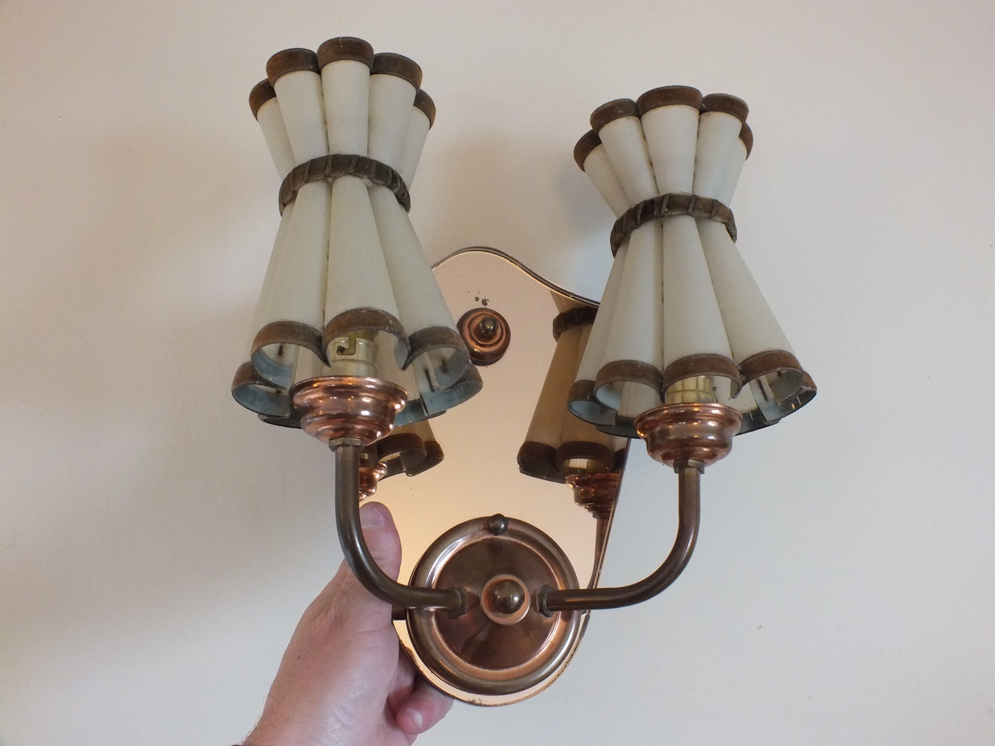 Art Deco wall lamp in mirror glass