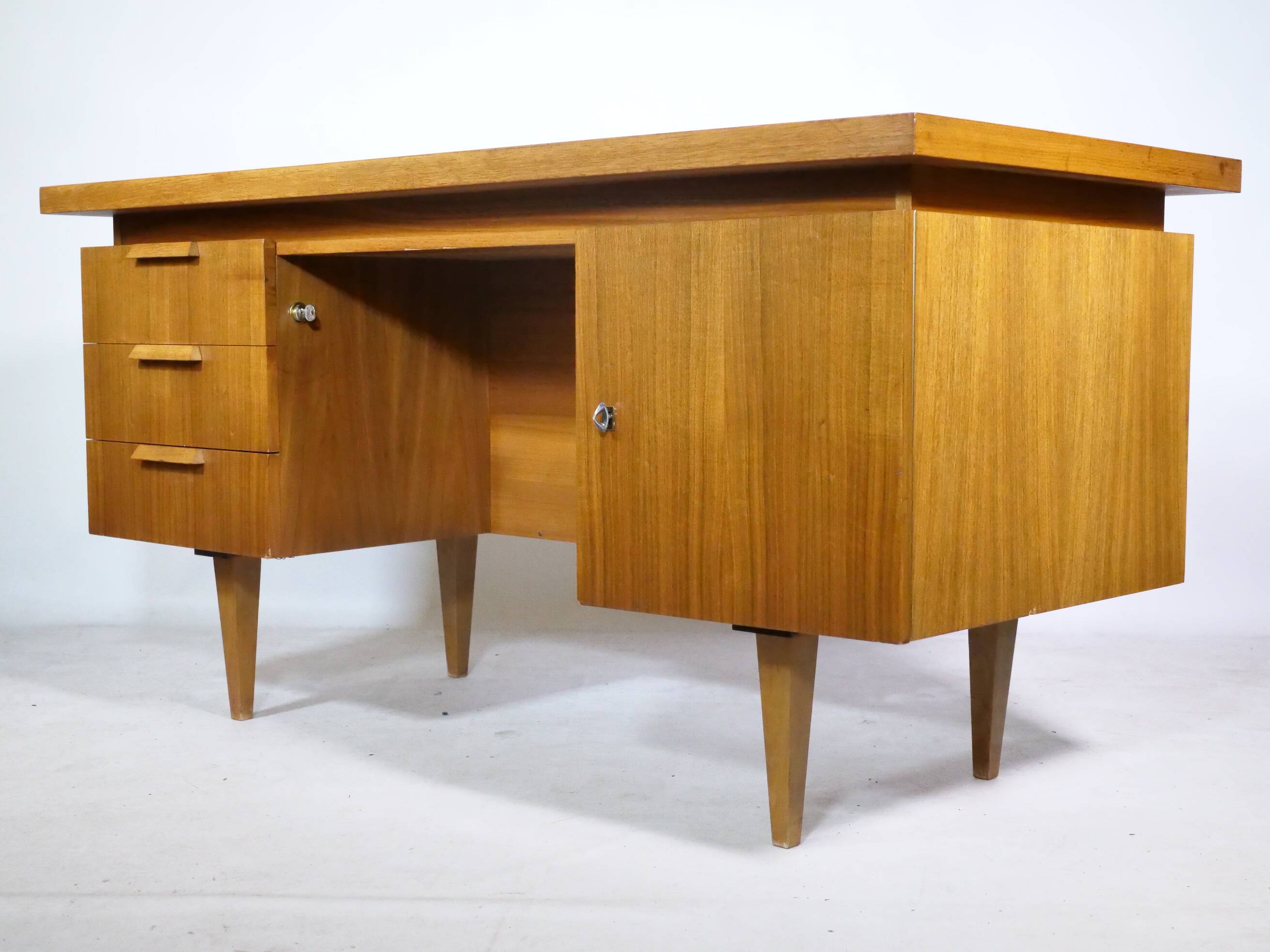 Mid-century desk, vintage design, teak, 1960s