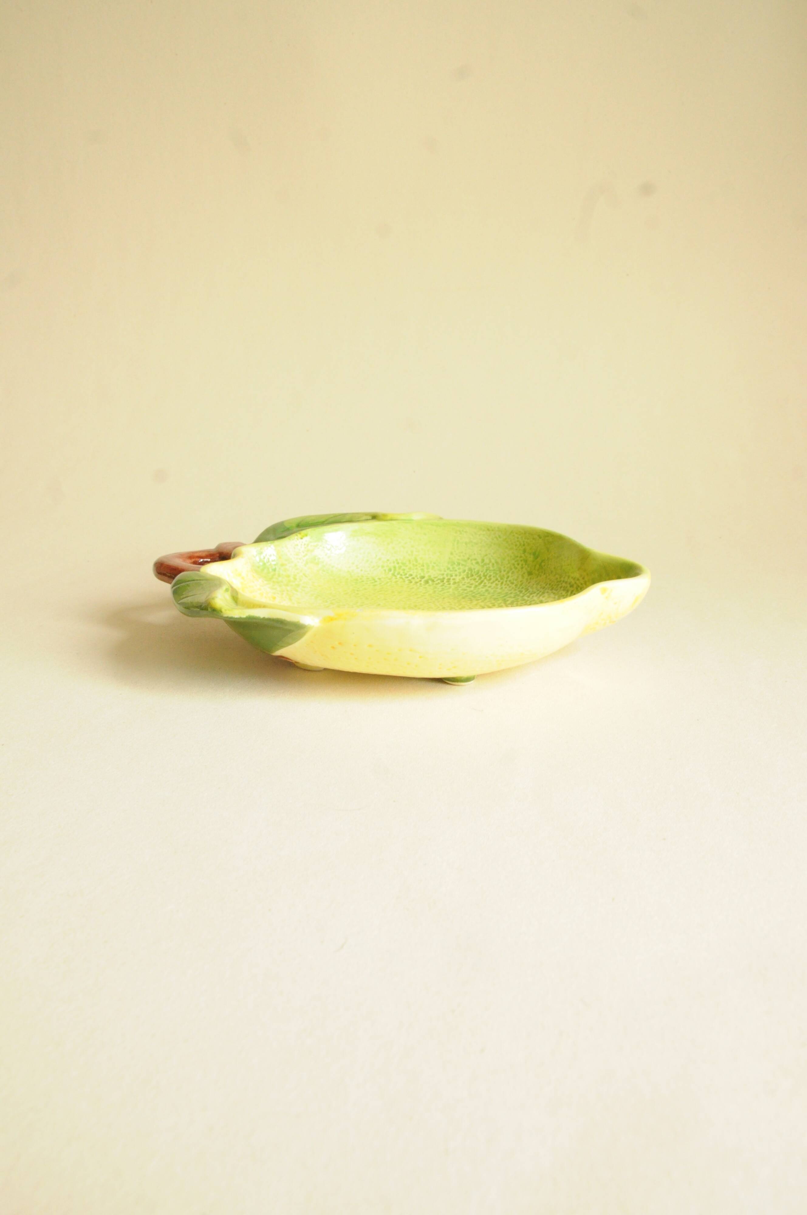 Lemon Barbotine Plate – Yellow Green Bowl – Mediterranean Dish