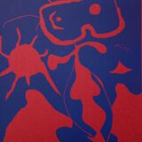 Joan miro: man with a red sun - original signed linocut
