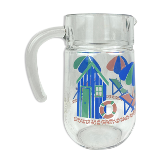Screened glass pitcher - Parassol Transat Cabane de Plage - Made in France