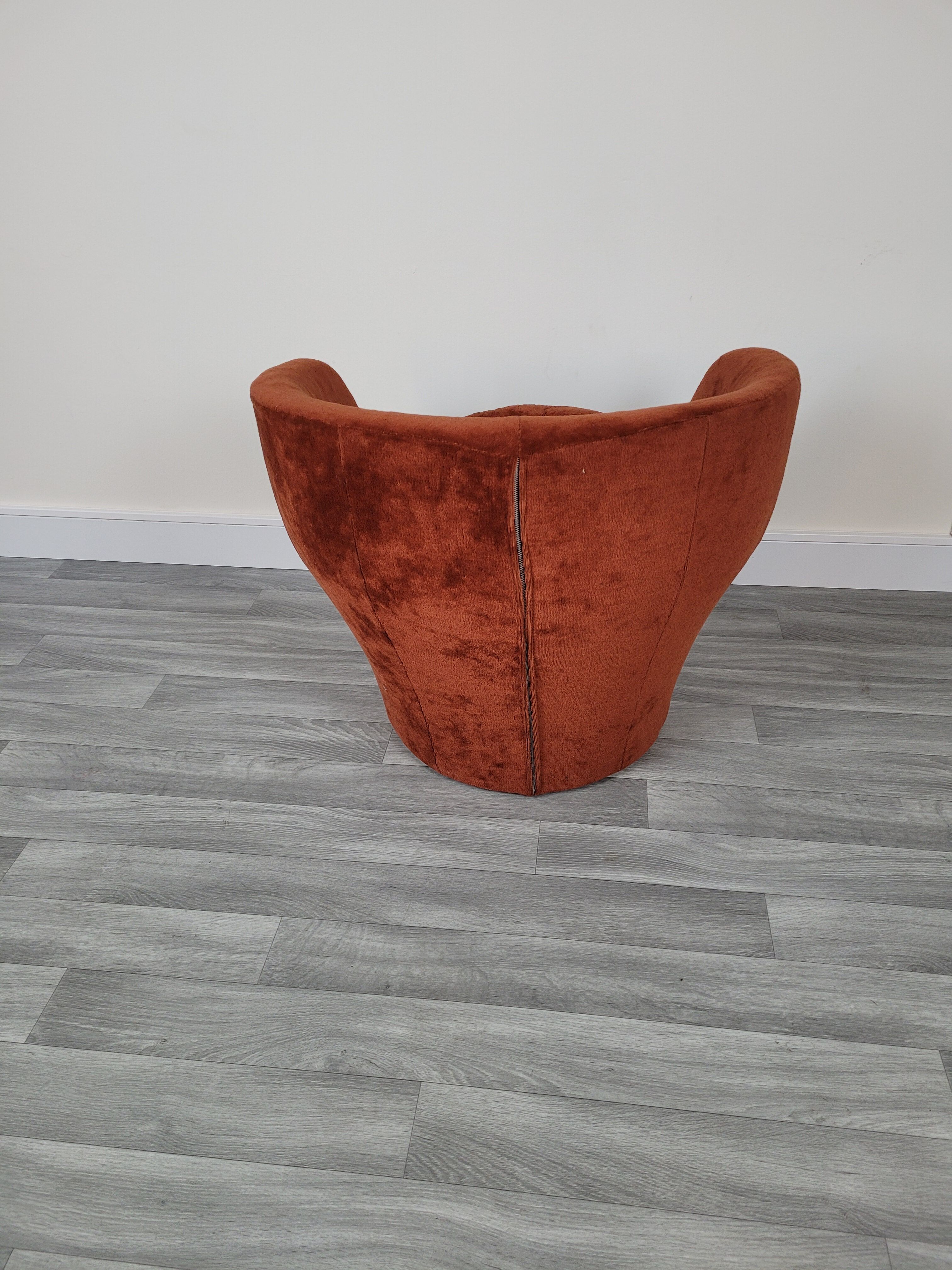 Orange velvet armchair