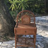 Rattan bedside and vintage bamboo