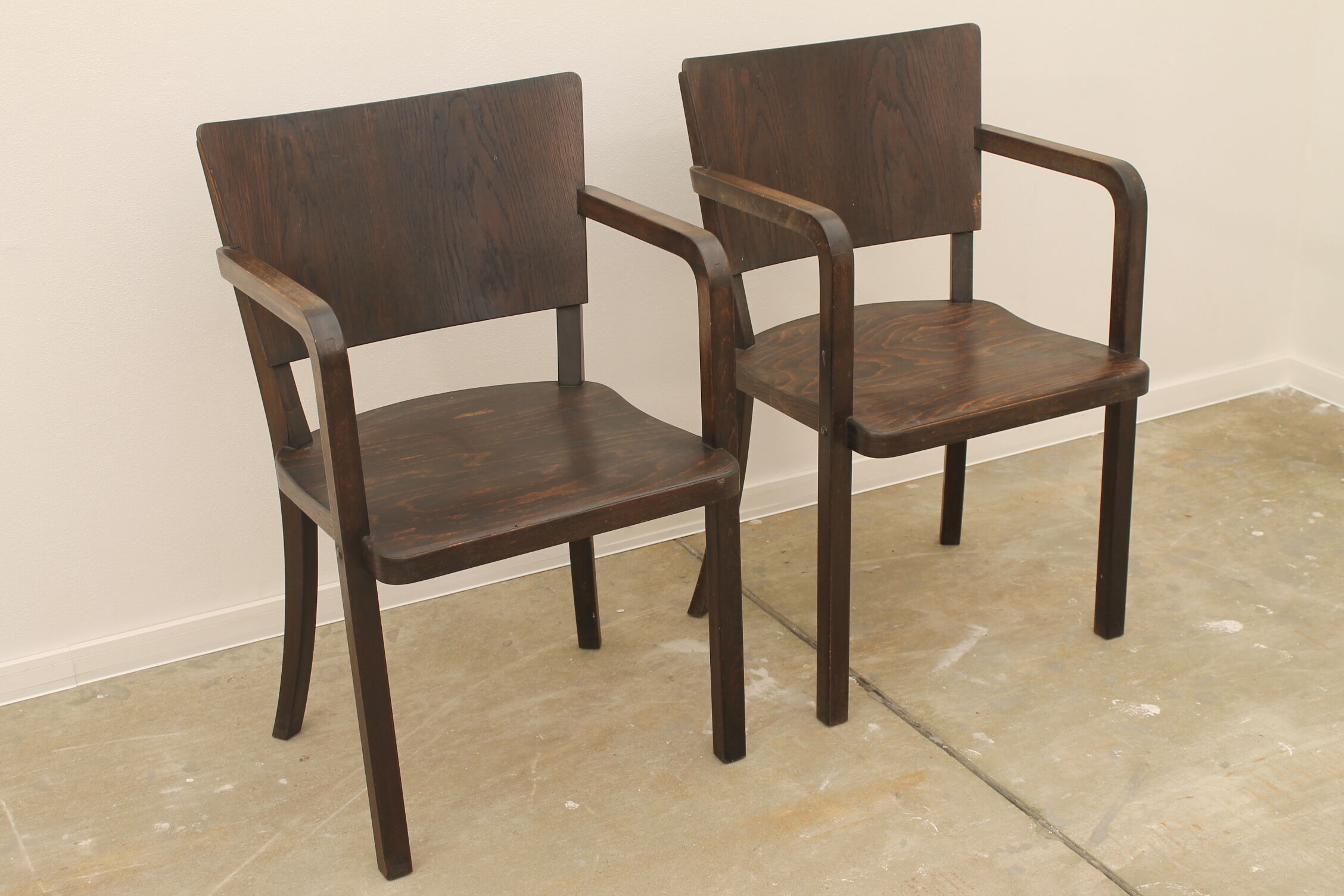 Bentwood writing desk armchairs, 1950s, Czechoslovakia