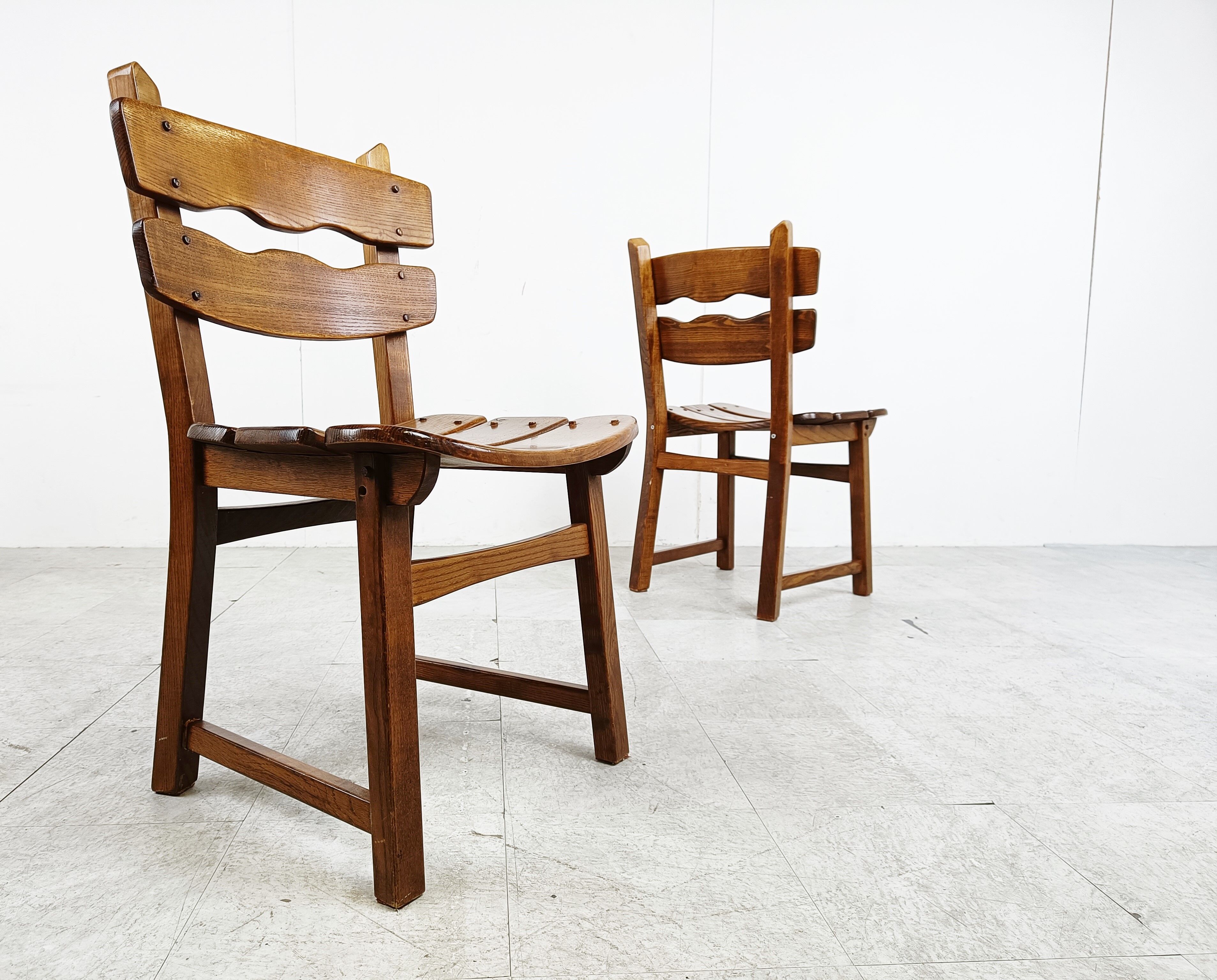 Vintage brutalist dining chairs, set of 4 - 1960s