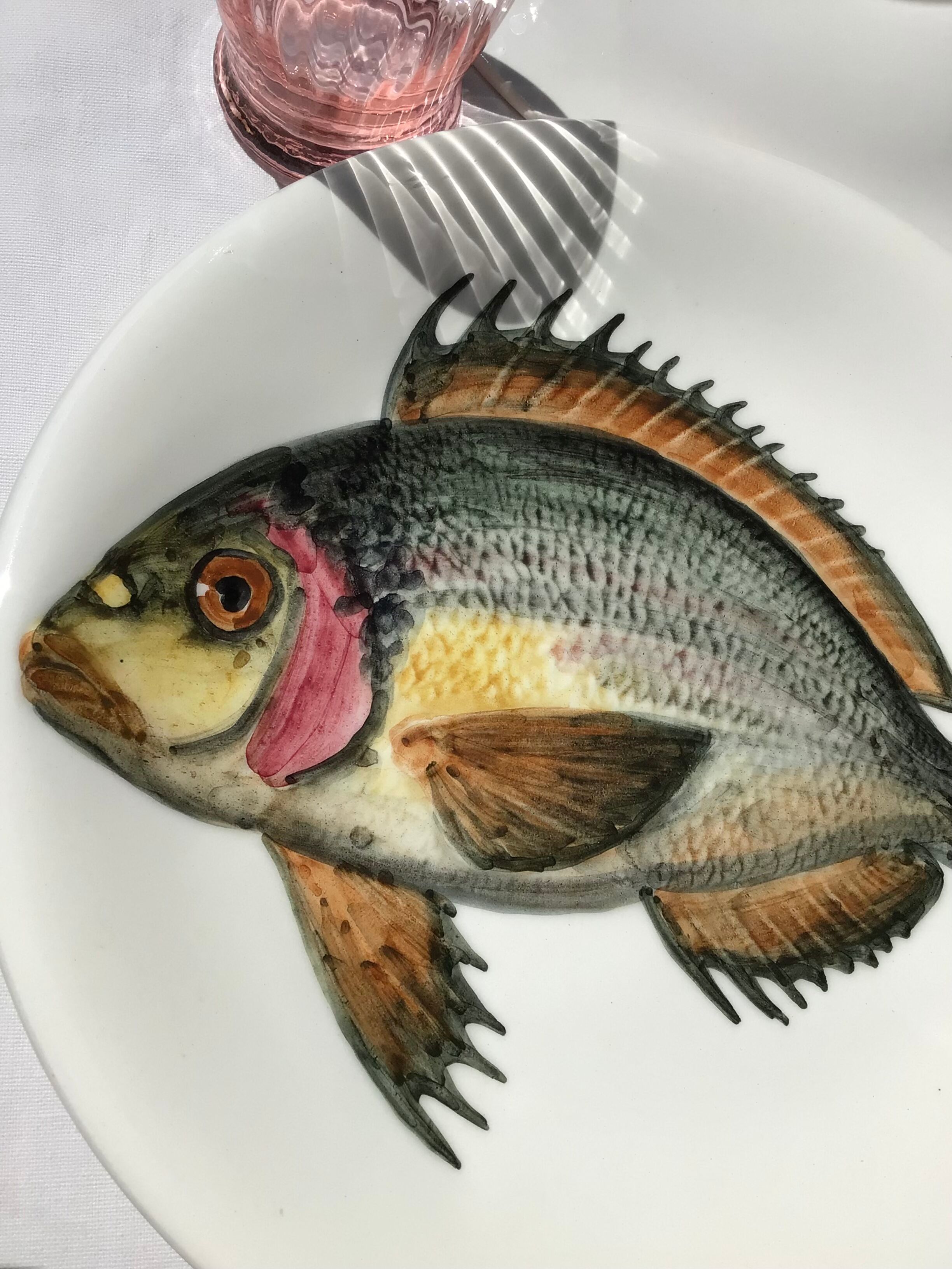 8 Plates flat fish painted handmade art art Proceram