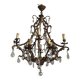 10 Light 5 Sided Bronze and Crystal Cage Chandelier