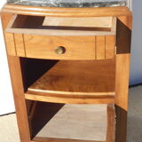 Solid walnut bedside table with marble plan, 50's