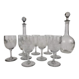 Service 9 wine glasses and 2 decanters in Baccarat crystal Nancy model