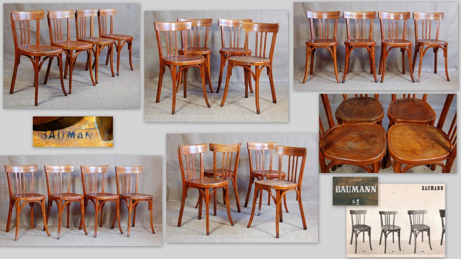 4 chaises Baumann N°43 années 50