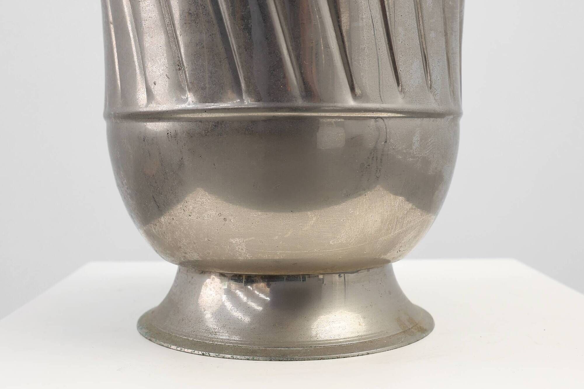 Art deco Metal Ice Bucket with Ring Handles, France 1920s