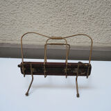 Old wooden & brass magazine rack