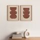 Duo of terracotta abstract paintings on paper signed Eawy.