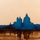 Signed watercolour painting in two colours "Twilight over Venice"