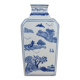 Rectangular Hue Blue Vase Vietnamese Landscape Decor 20th Century
