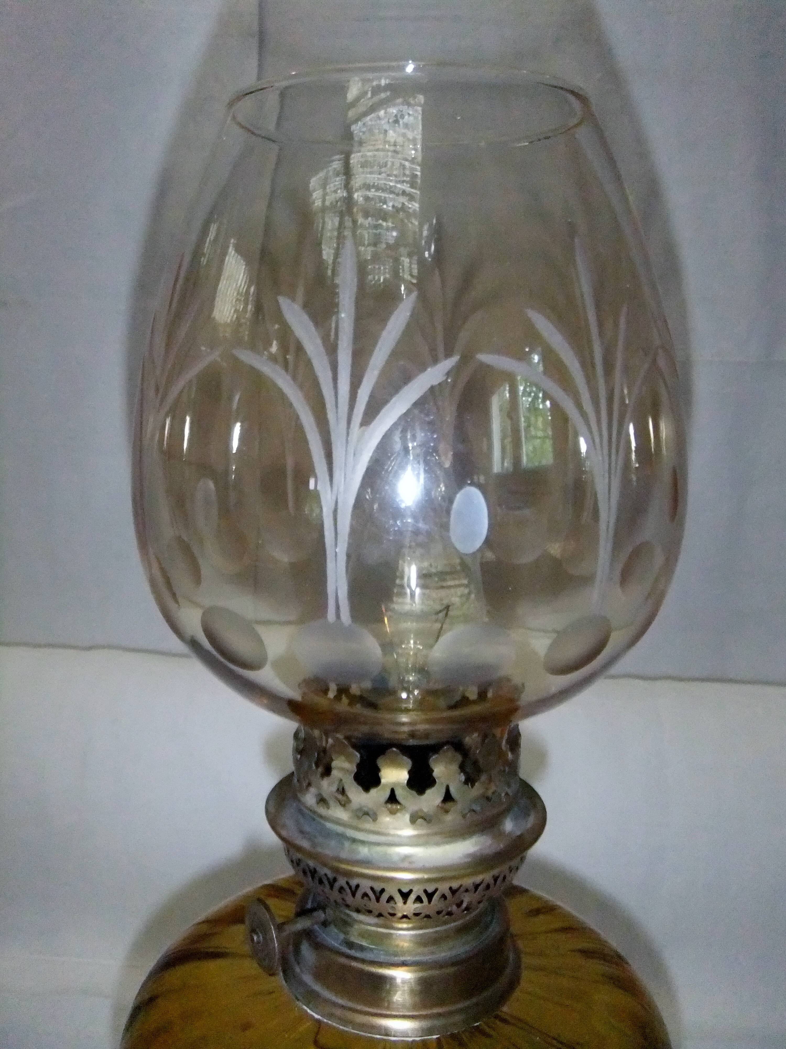 old table or bedside lamp electrified kerosene lamp