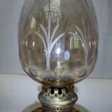 ancienne lampe  de table ou chevet lampe à pétrole électrifiée