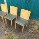 6 old wooden chairs skaï imitation leather punt mobles vintage