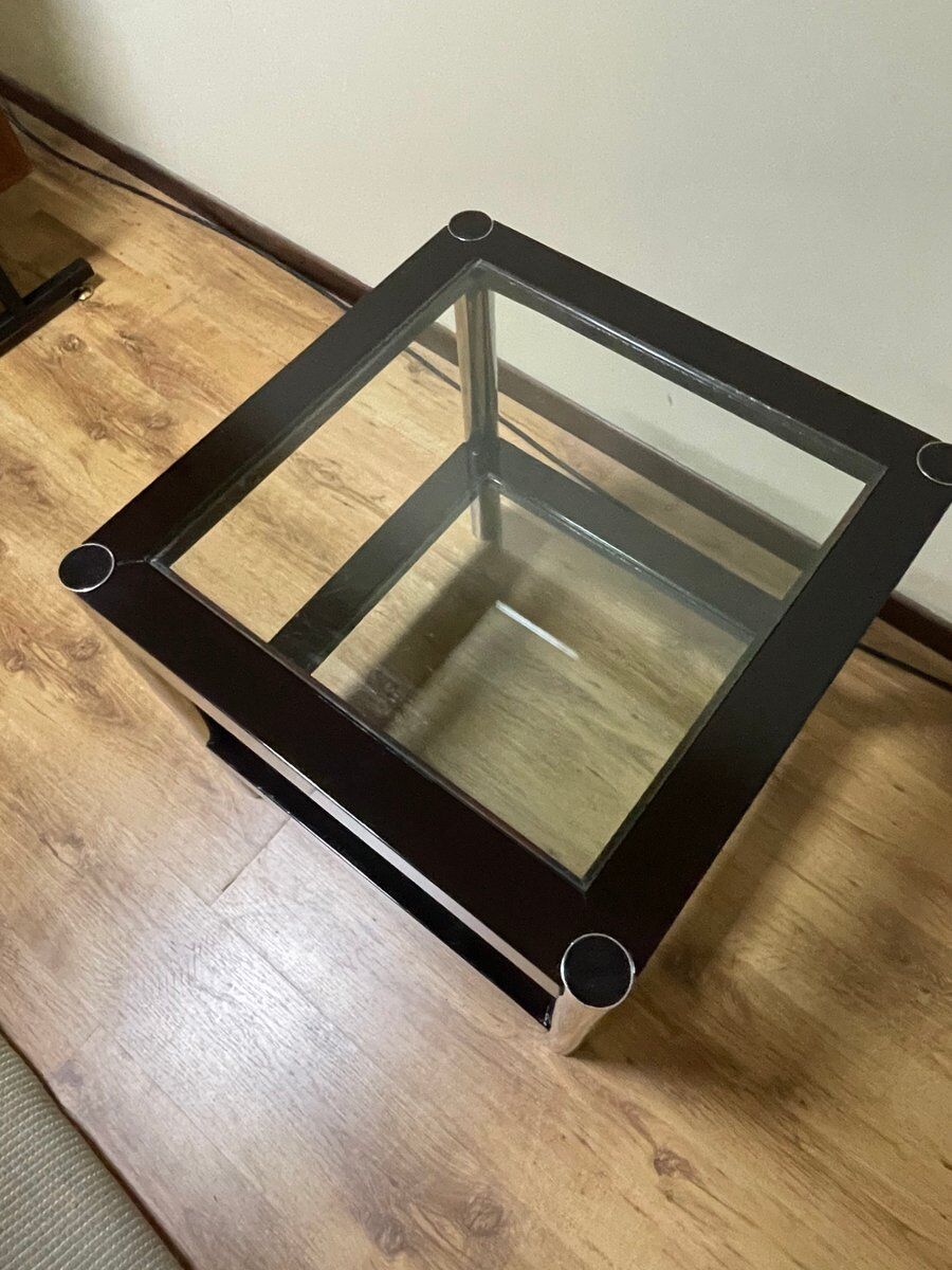 Modern coffee table with glass shelves, 1970s