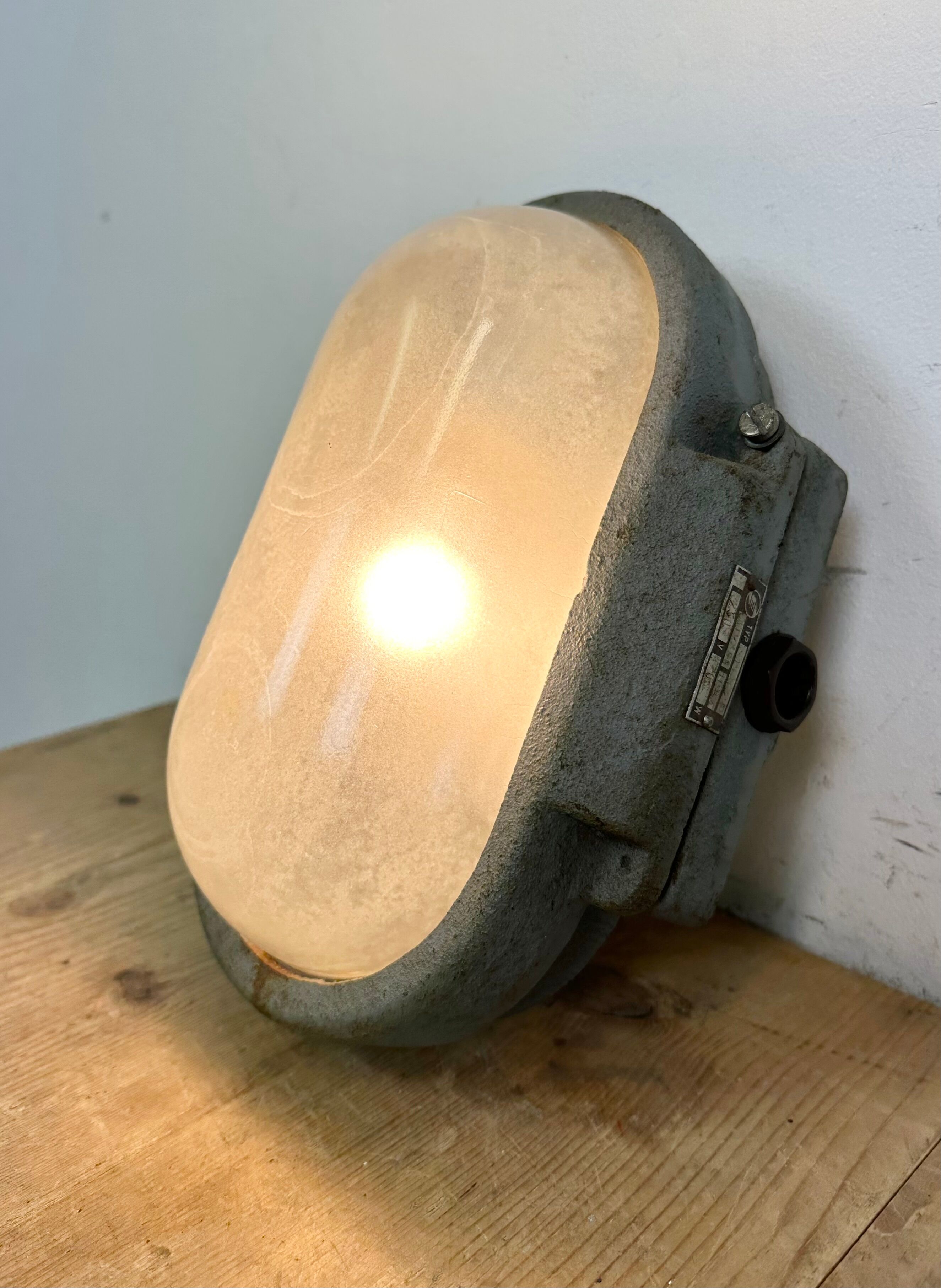 Grey Industrial Cast Iron Wall Light from Elektrosvit, 1960s