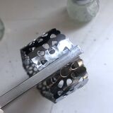 4-piece salt shaker, pepper and mustard set with spoon in stainless steel basket