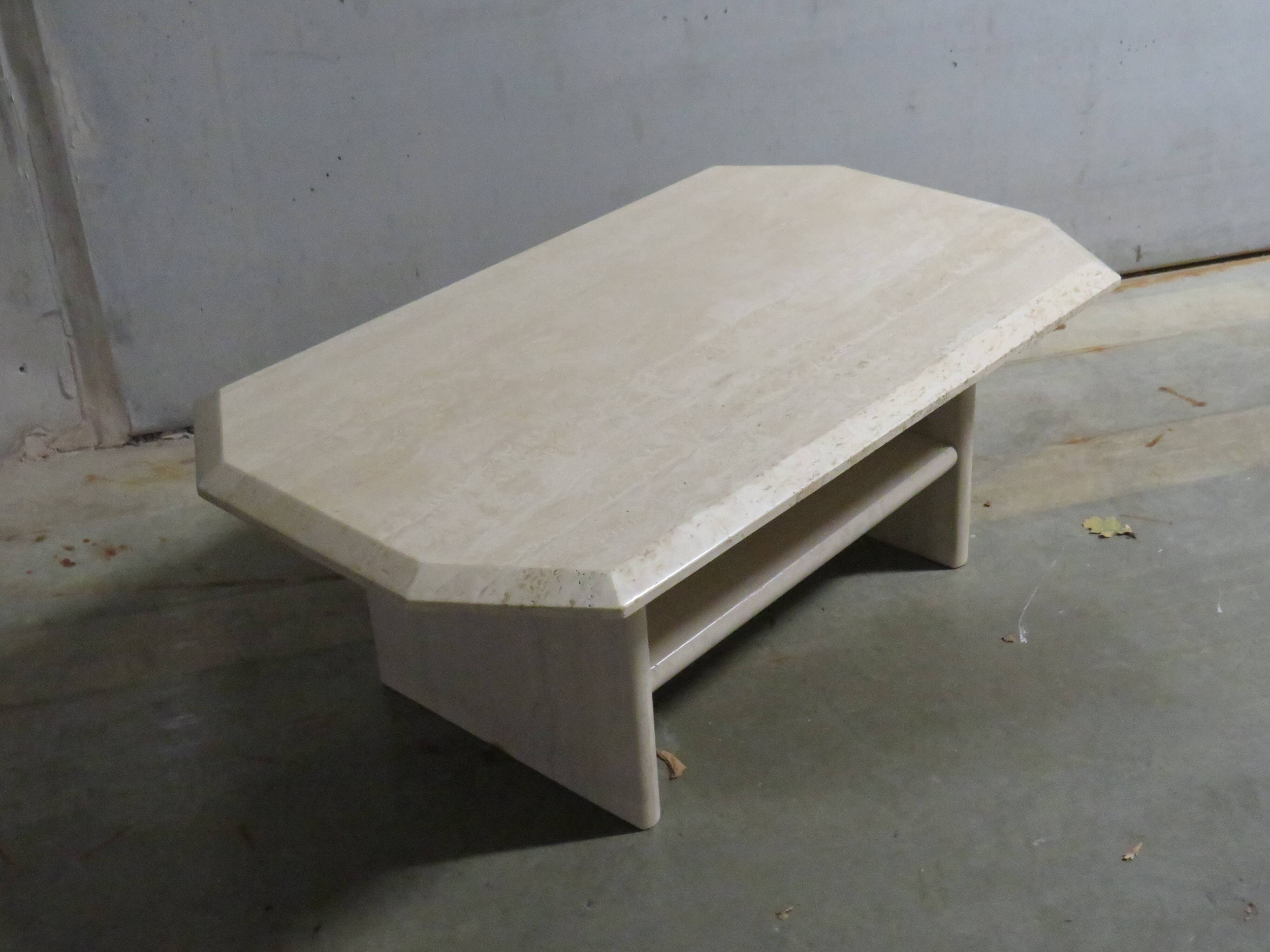 Vintage travertine coffee table, Italy 1970