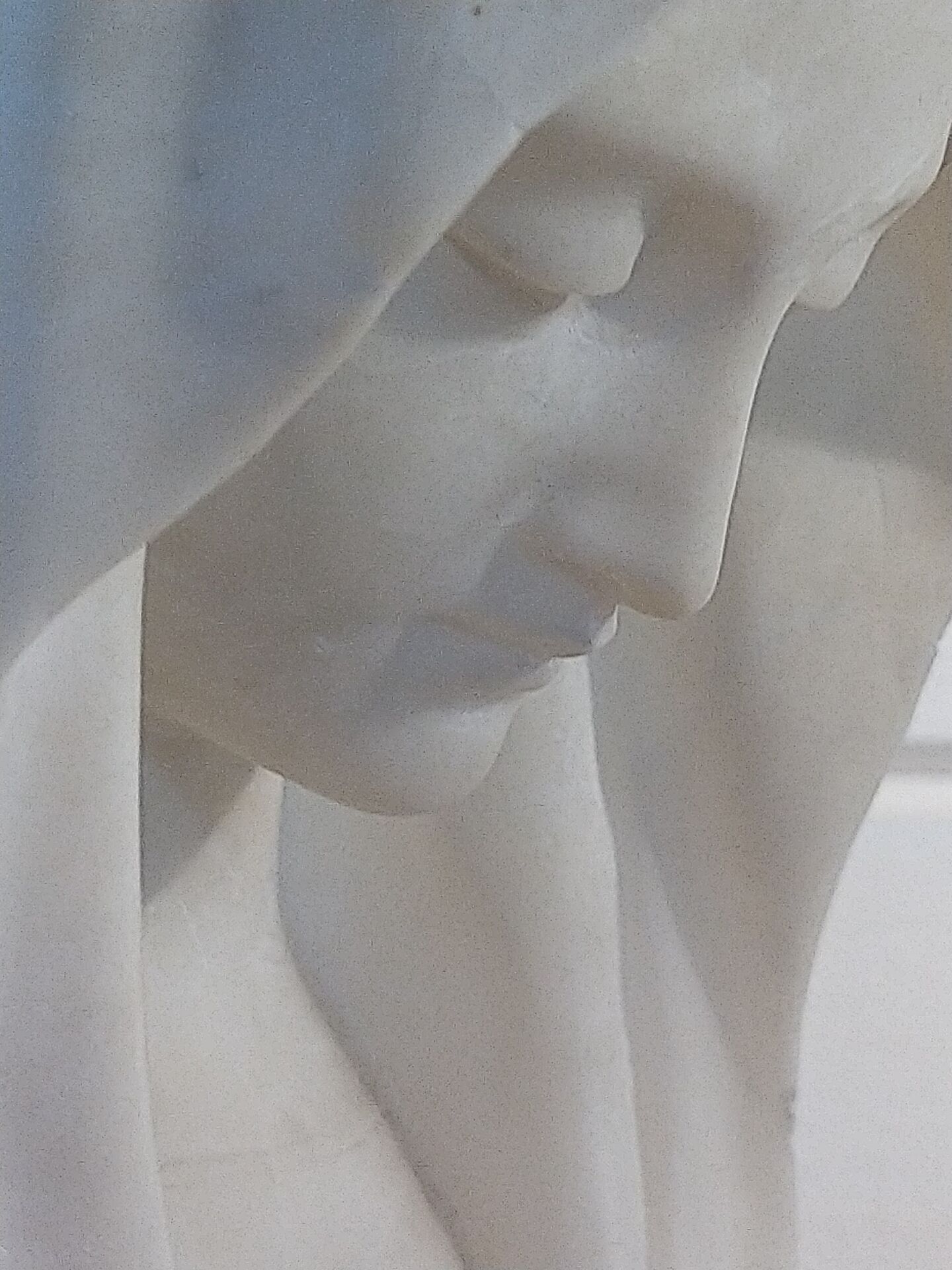 Bust of the Virgin in alabaster by Guglielmo Pugi.