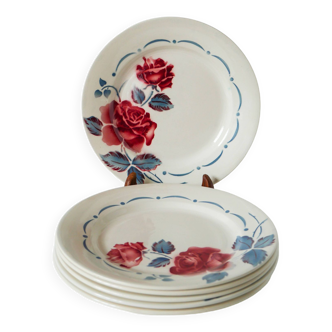 Set of 6 Digoin Sarreguemines flat plates, “Marcigny” model, 1950