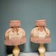 Pair of vintage bedside lamps with pink fringes
