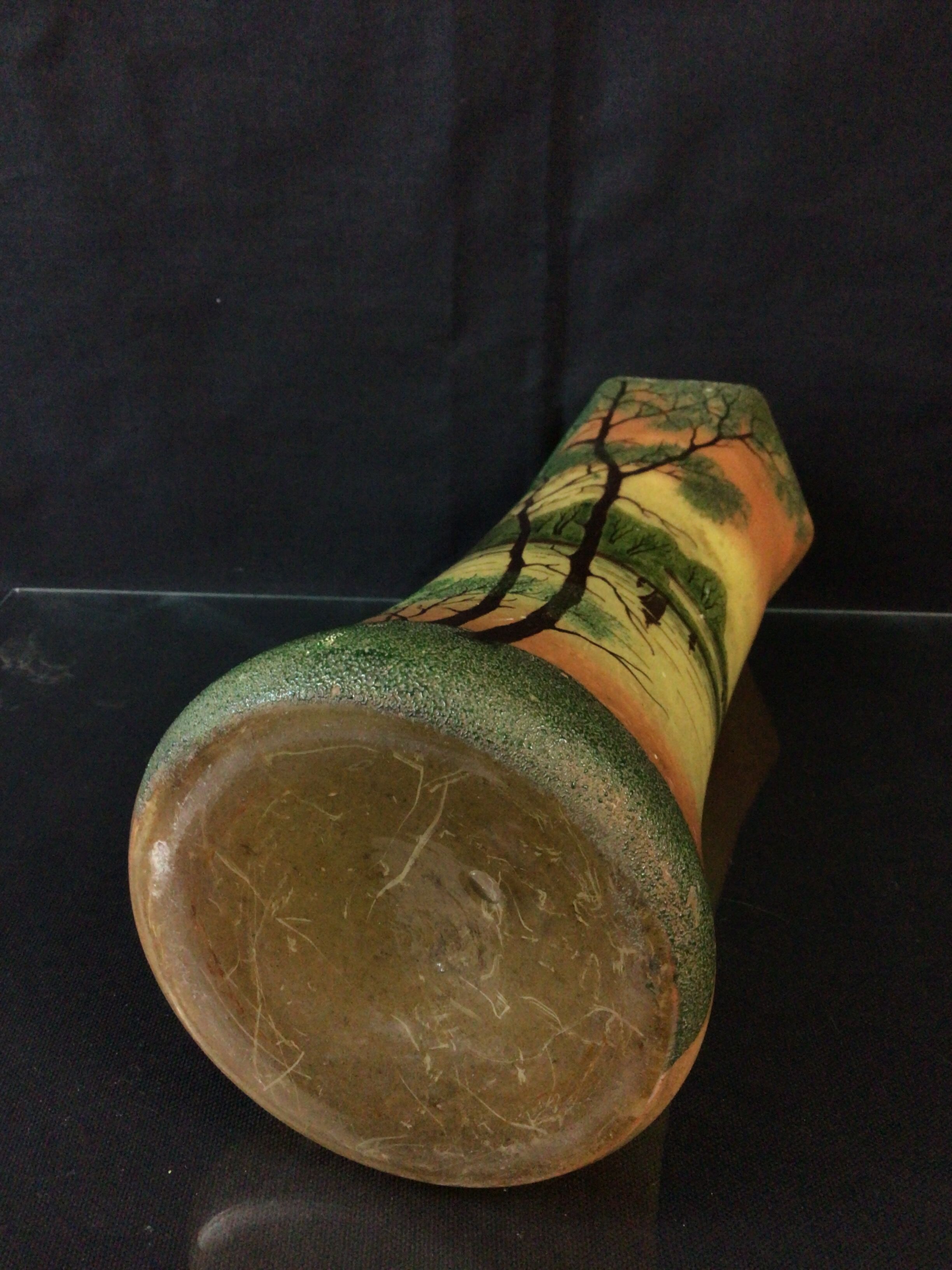 Vase verre émaillé legras art déco
