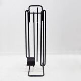 Ensemble d'accessoires de cheminée minimaliste en métal noir 'Mace-Line' par Ann Maes - 1970s