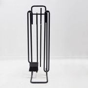 Minimalist black metal fireplace accessory set 'Mace-Line' by Ann Maes - 1970s