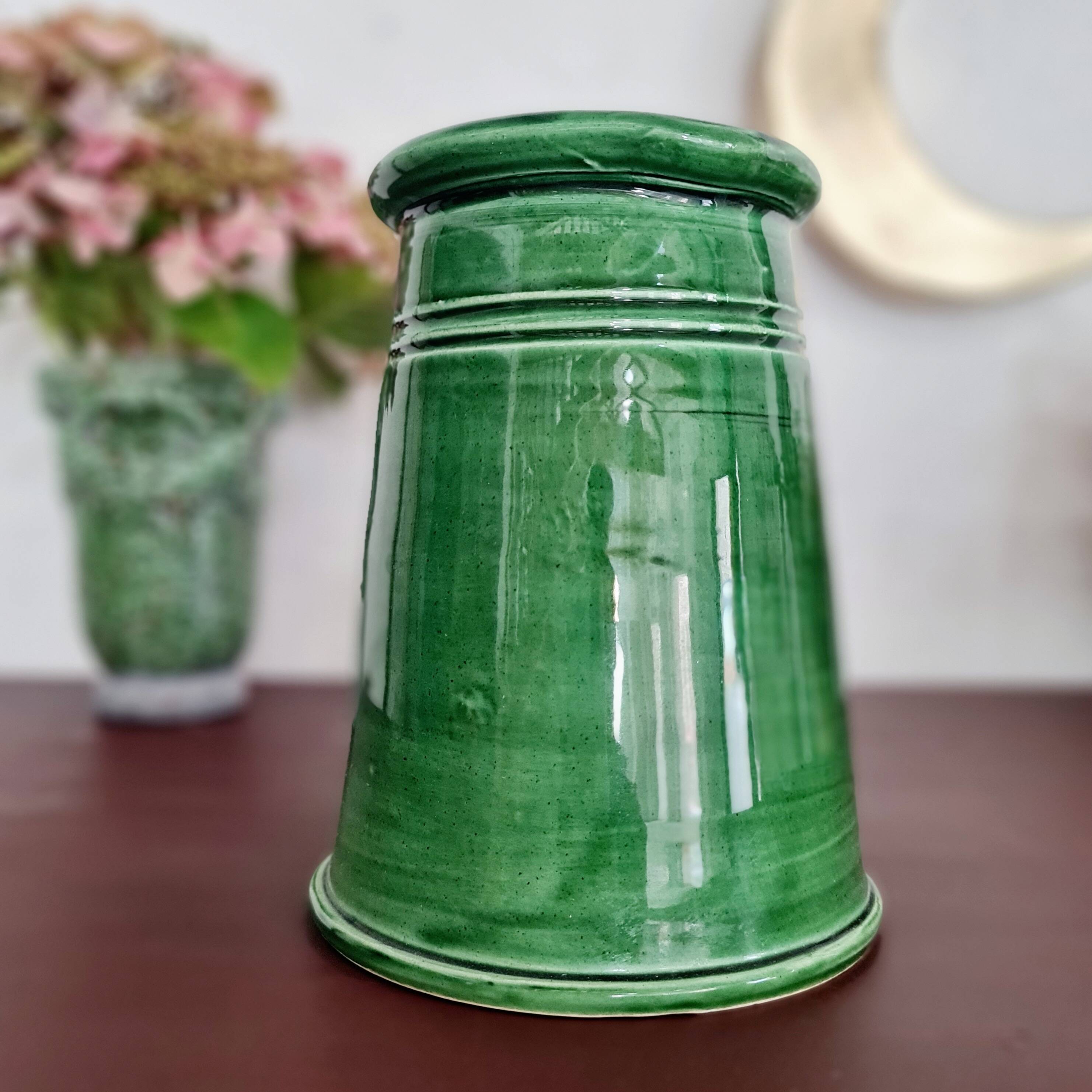 Green glazed terracotta pitcher