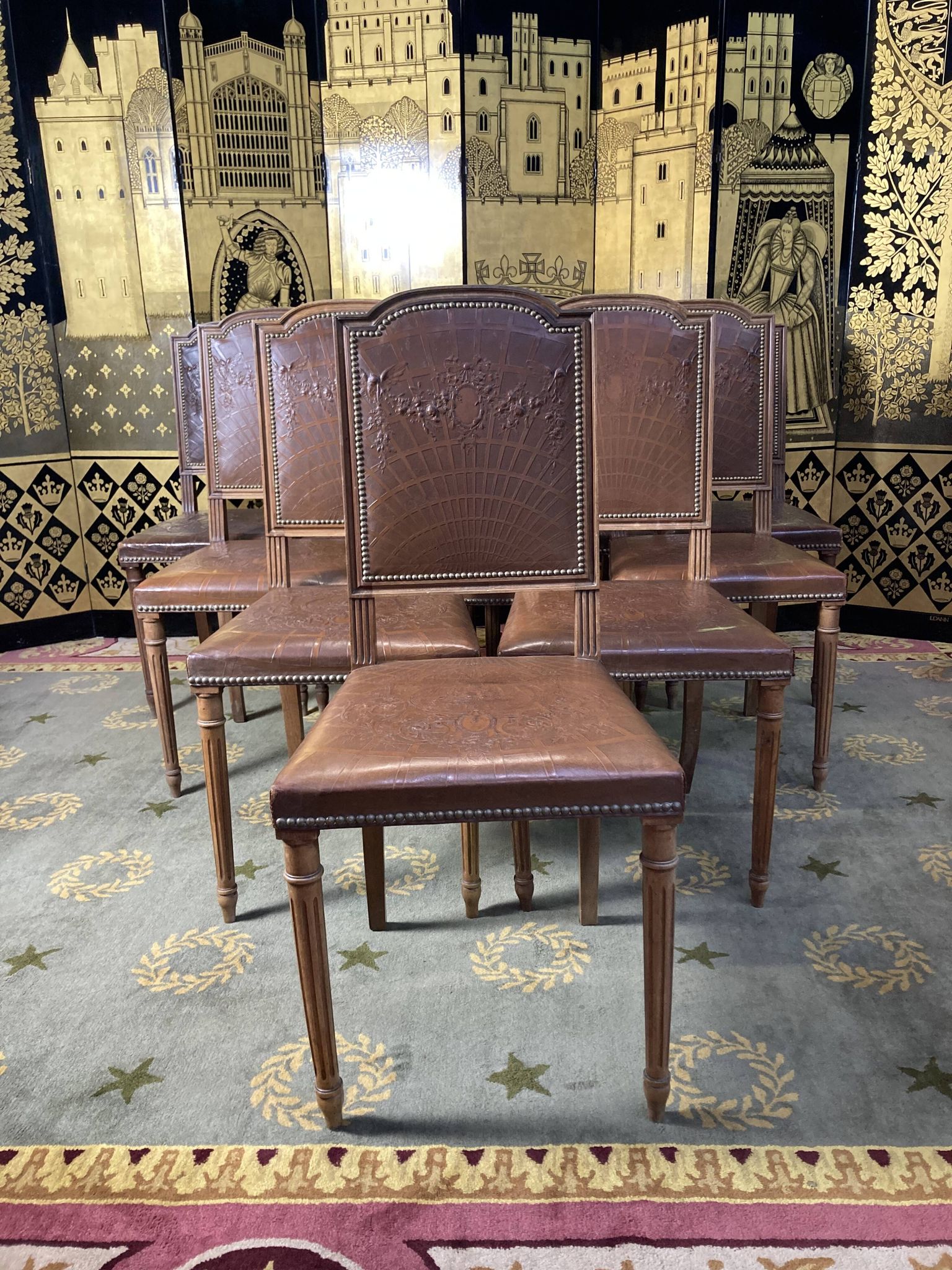 10 chaises louis XVI assise cuir