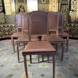 10 Louis XVI chairs seated leather